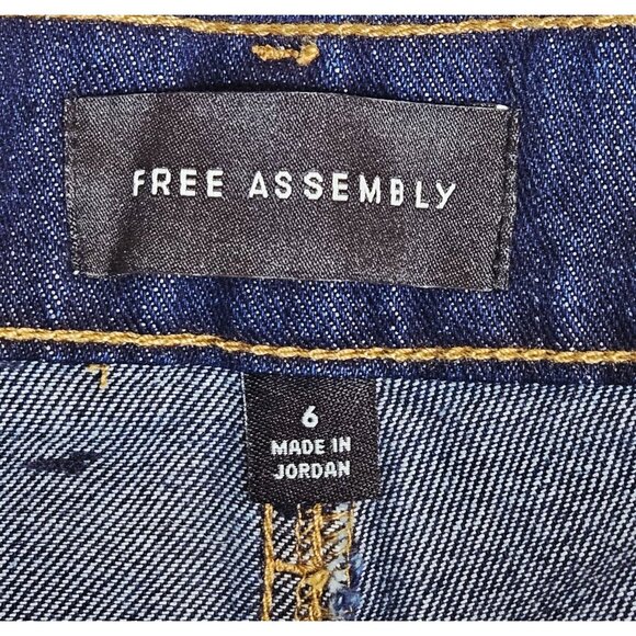 Free Assembly Women's Mid Rise Barrel Leg Jeans Dark Wash Blue Denim Size 6 - Picture 7 of 7